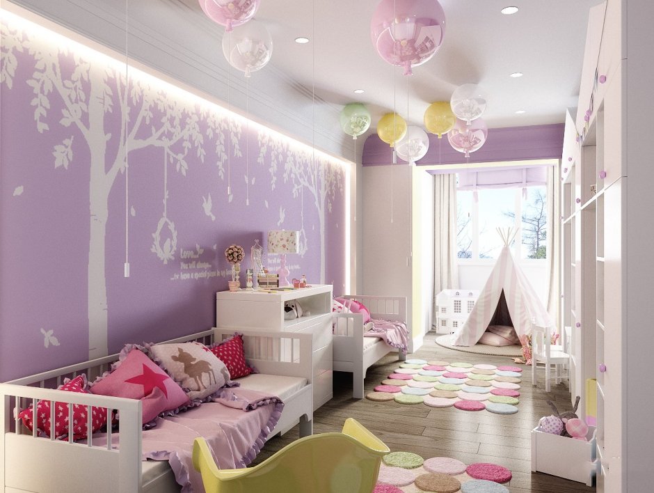 Фиолетовая детская комната для девочки
