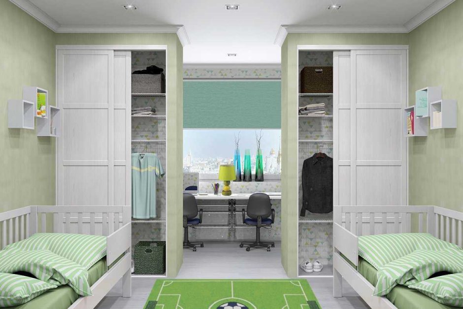 Зонирование детской комнаты для двоих