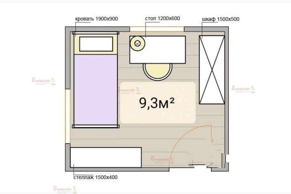 Комната 7кв м чертеж