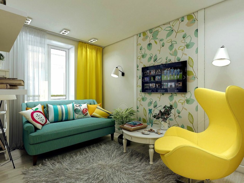 Желтый диван в интерьере детской
