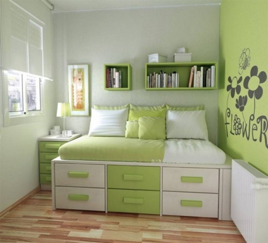 Комната для девочки в зеленых тонах