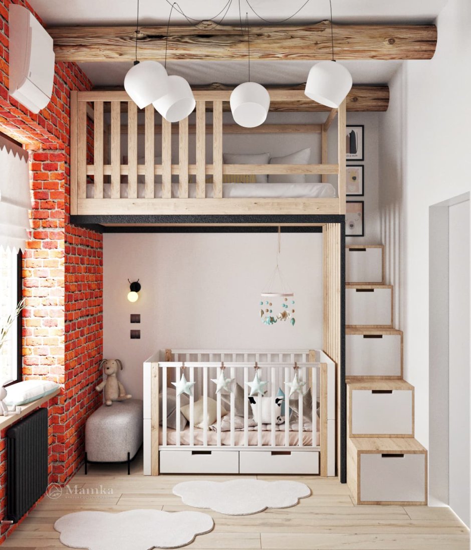 Дизайн детской с высокими потолками