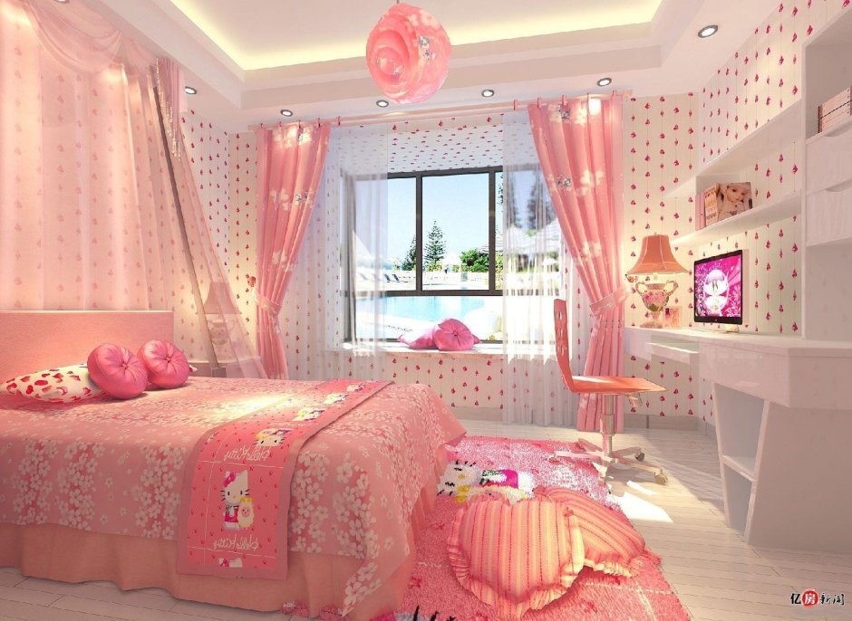 Розовая спальня для девушки