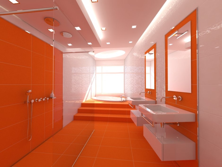 Оранжевые Ванные комнаты