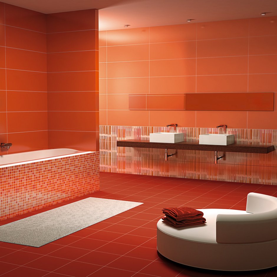 Плитка для ванной комнаты в оранжевых тонах