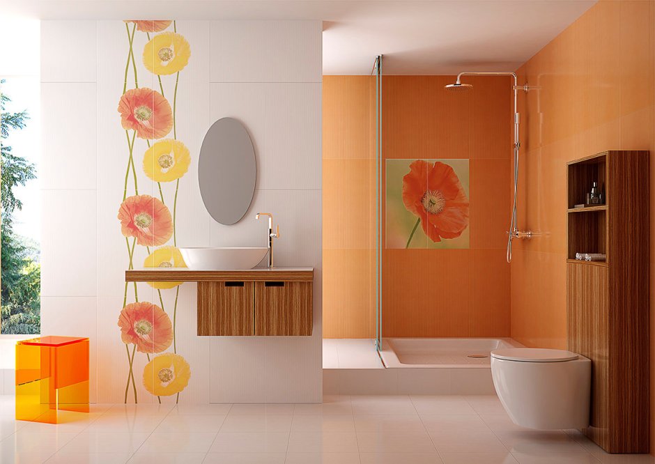 Ванна в оранжевом цвете