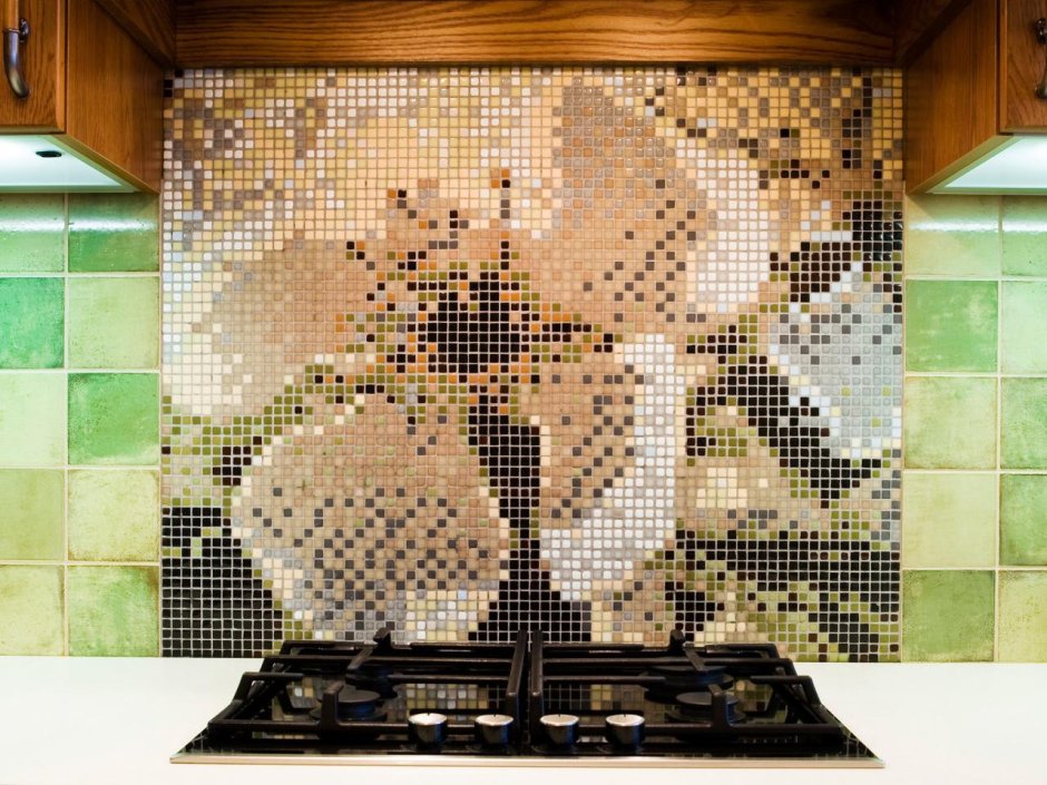 Кухонный фартук на стену из мозаики