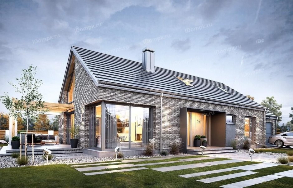 Дом в стиле лофт одноэтажный с односкатной крышей