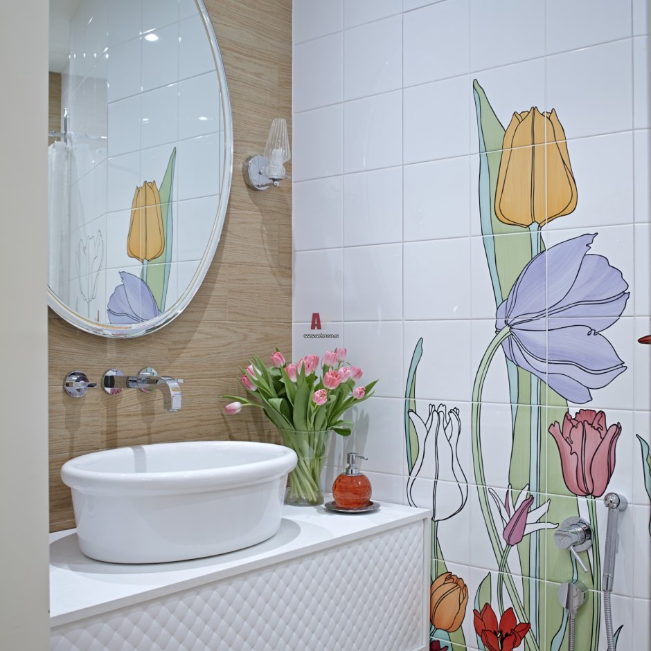 Ванная комната плитка растительные мотивы
