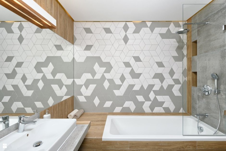 Геометрическая плитка в ванной