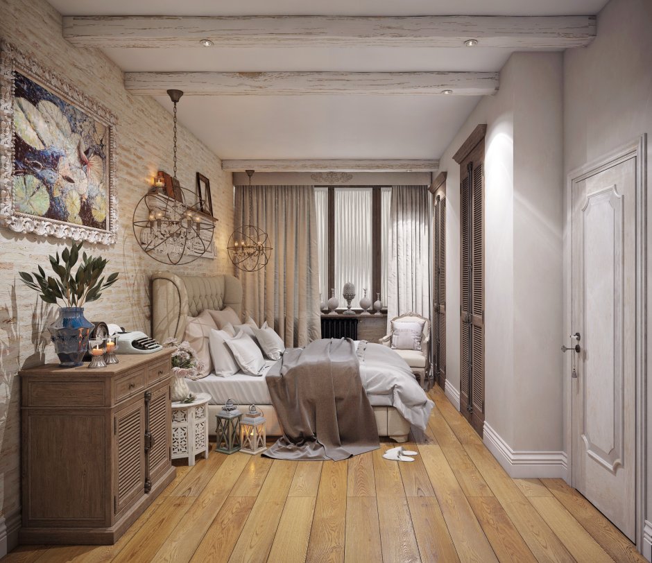 Спальня в стиле Кантри Прованс в квартире