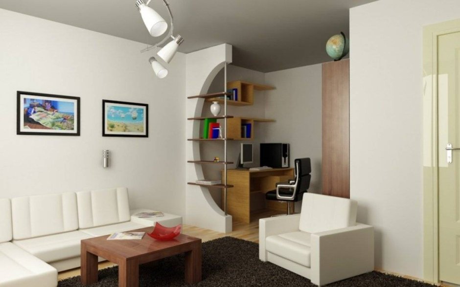 Интерьер комнаты в однокомнатной квартире