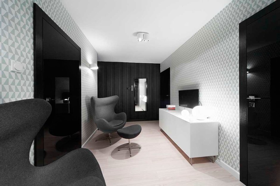 Черно белый дизайн квартиры