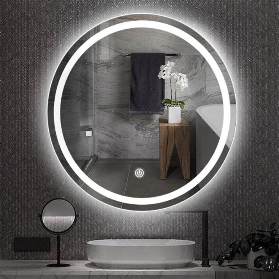 Зеркало для ванной комнаты(подогрев,подсвет,часы) Melana-6080 (mln-led063)
