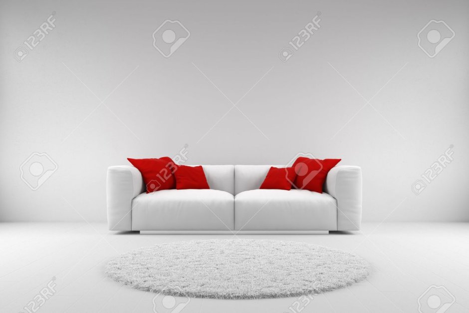 Красный диван на фоне