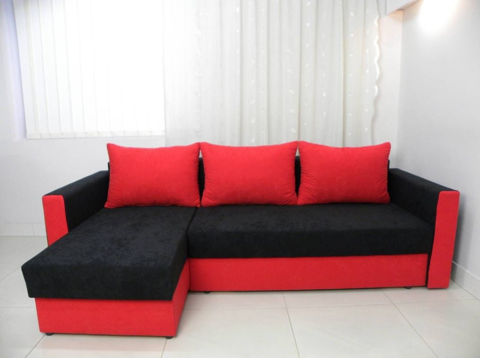 Красный угловой диван