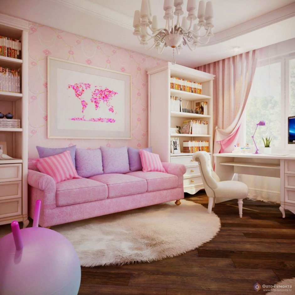 Детская с розовым диваном