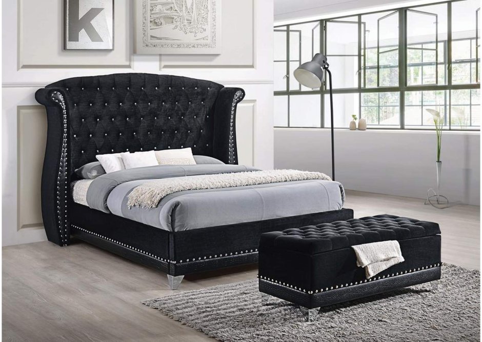 Кровать черный металлик