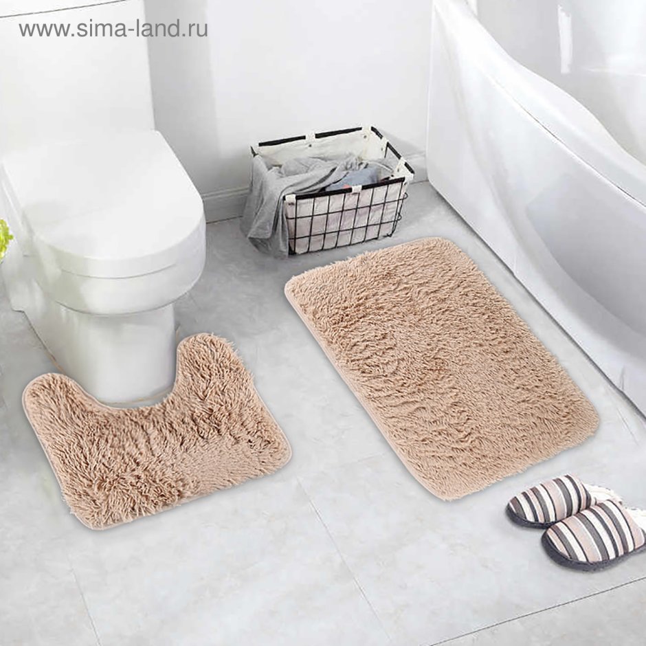 Набор ковриков для ванной «лавр», 2 шт: 50 х 80 см, 55 х 55 см, цвет бежевый