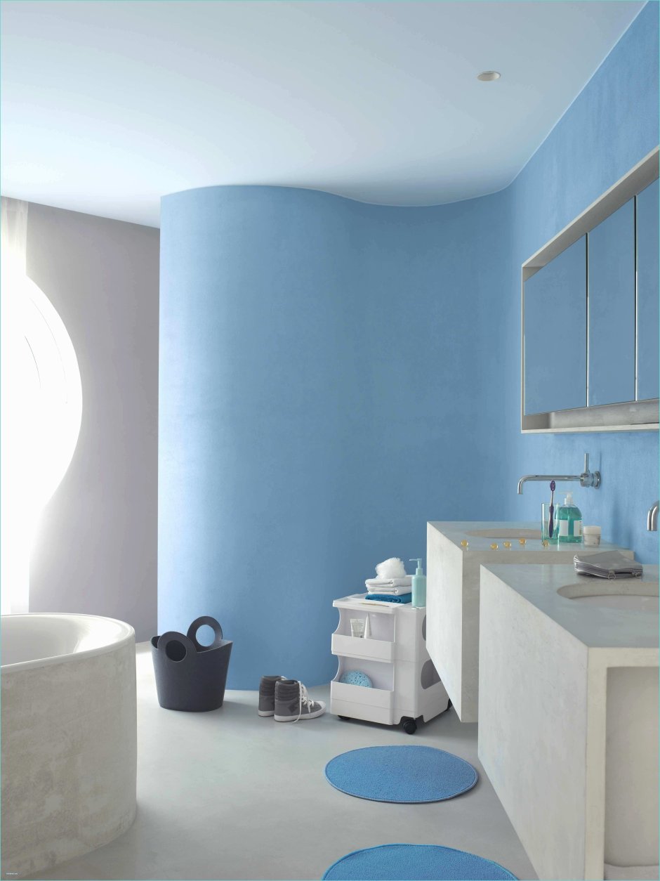 Голубая краска для стен в квартире
