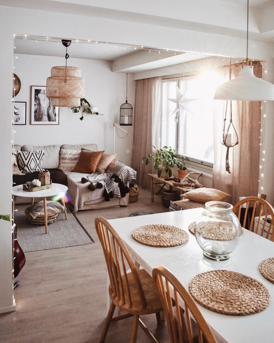 Кухня гостиная в скандинавском стиле