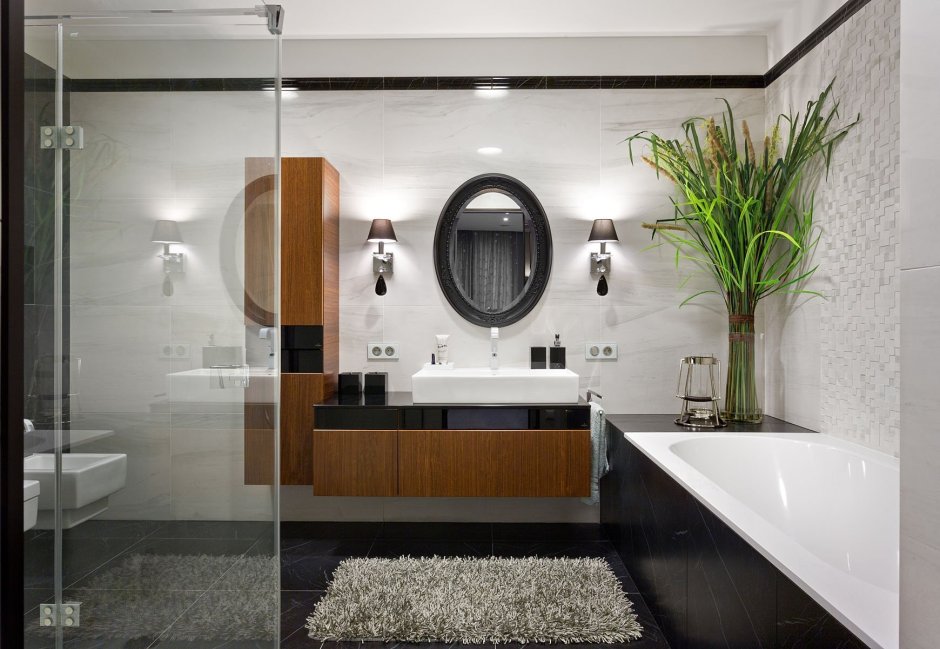 Современная ванная комната с ковриком