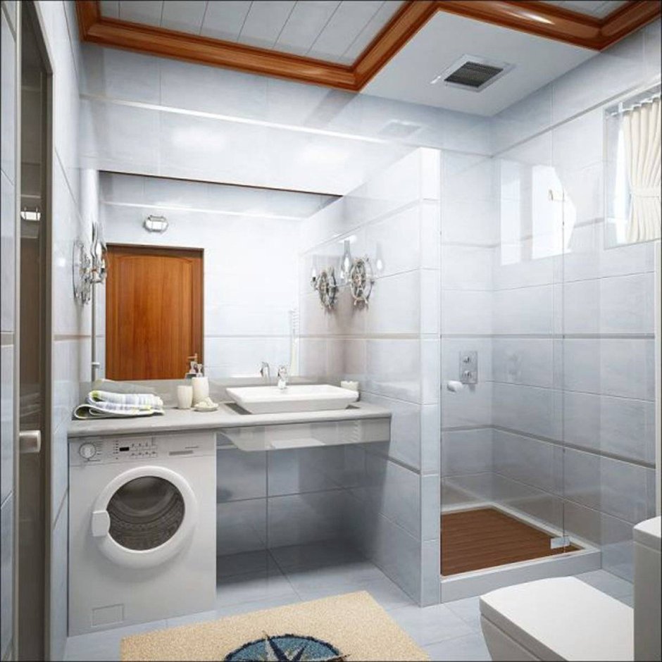 Санузел 4 кв м 2,5х1,5 с душевой кабиной