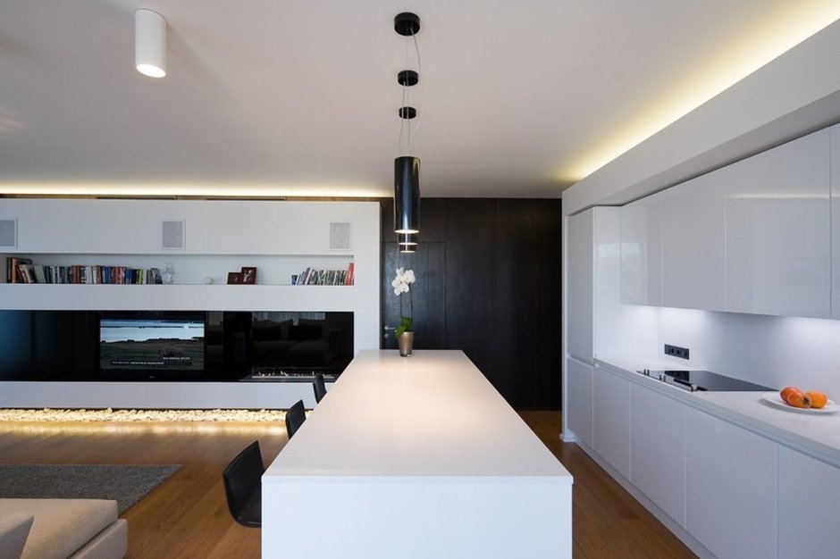 Кухня-гостиная в минималистическом стиле