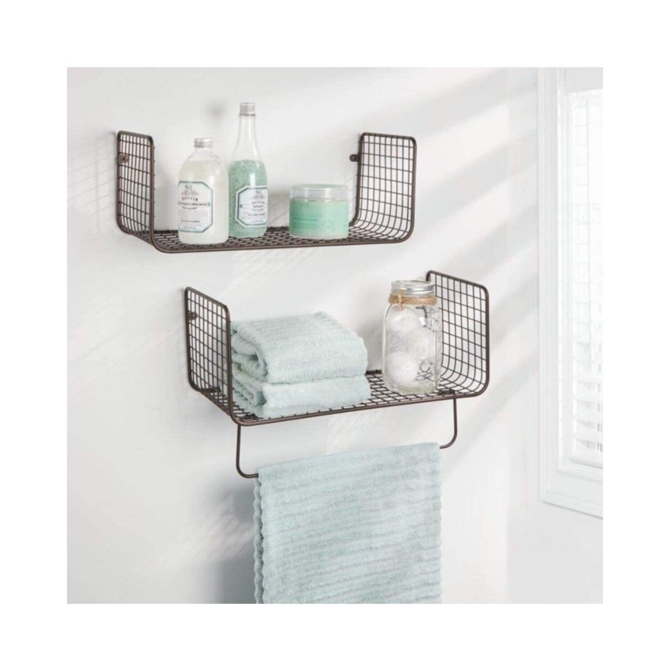 2 Wall Shelves with Optical Towel Rod