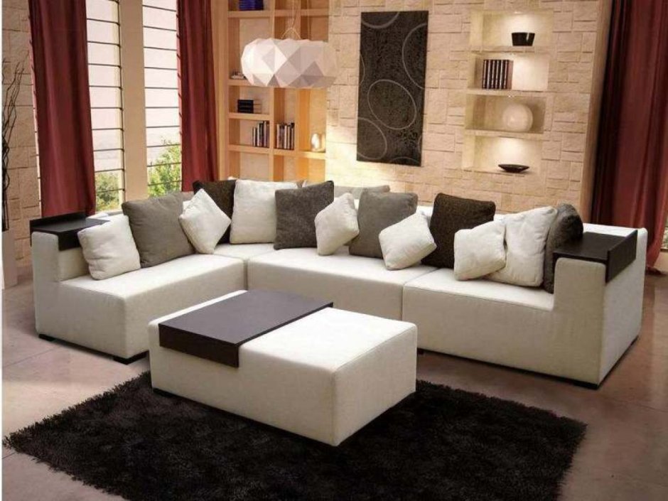 Угловой диван в гостиную в современном стиле