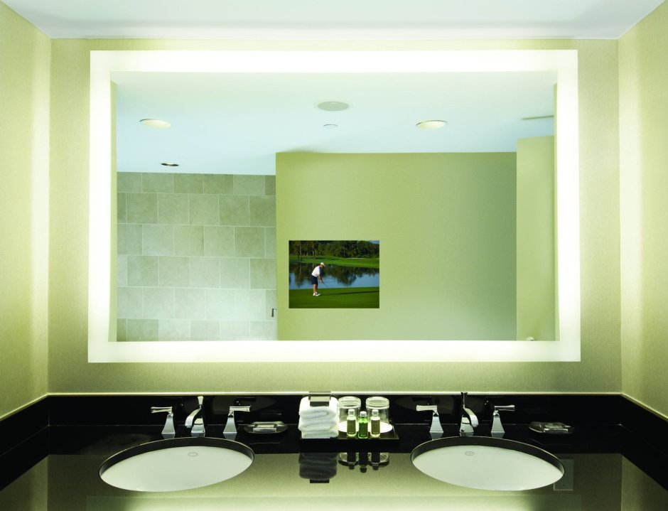 Зеркало в ванную с телевизором и подсветкой