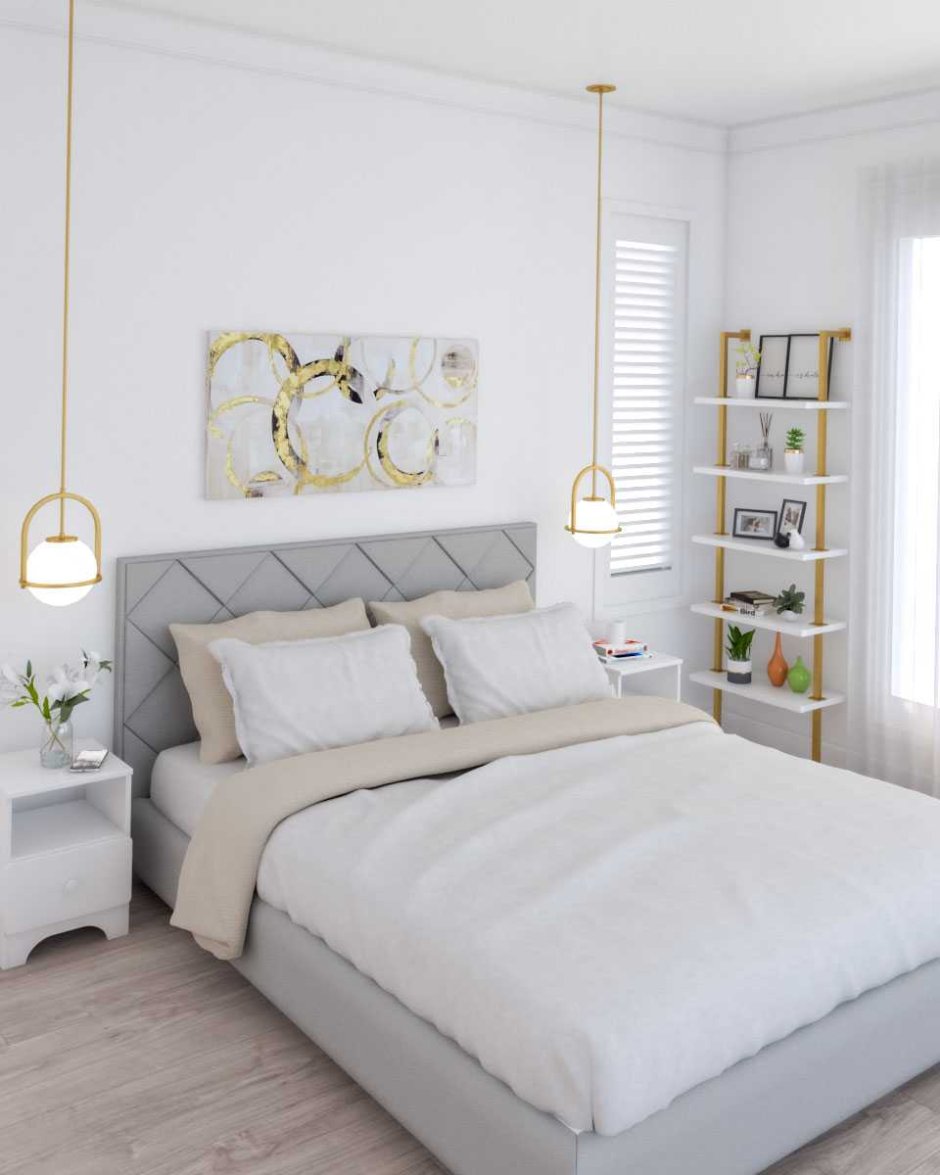 Спальня с белой мебелью