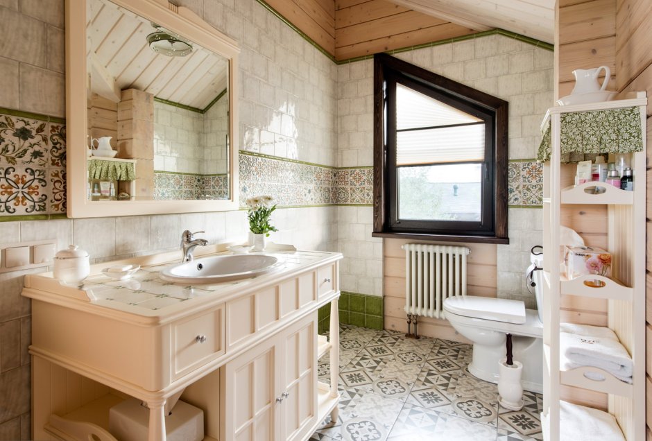 Ванная комната в стиле Прованс в загородном доме