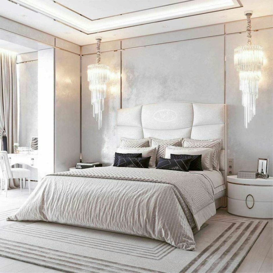 Спальня в современном стиле с зеркалом