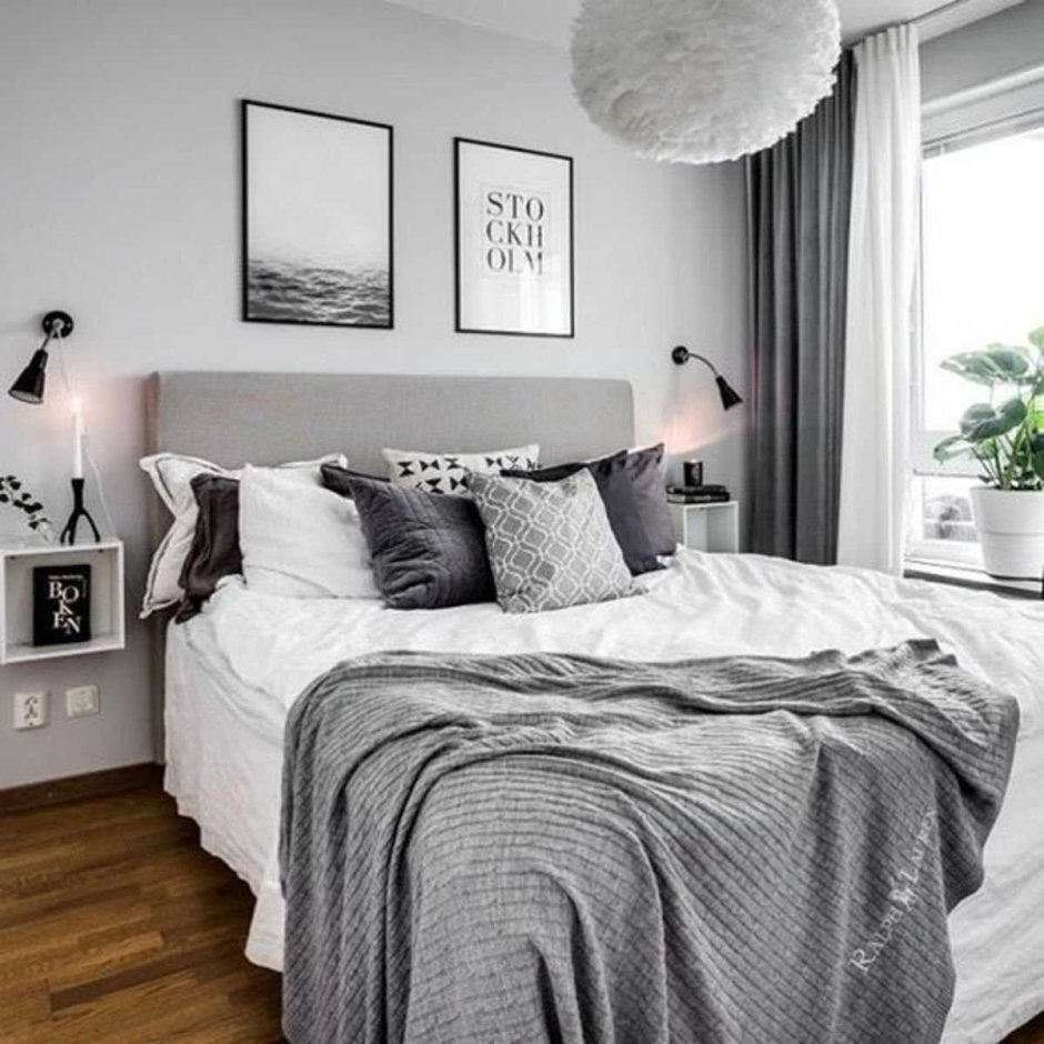Дизайн спальни в серых оттенках