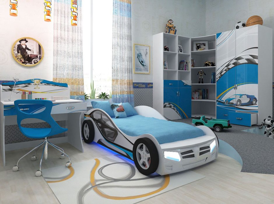 Адвеста кровать машина детская мебель