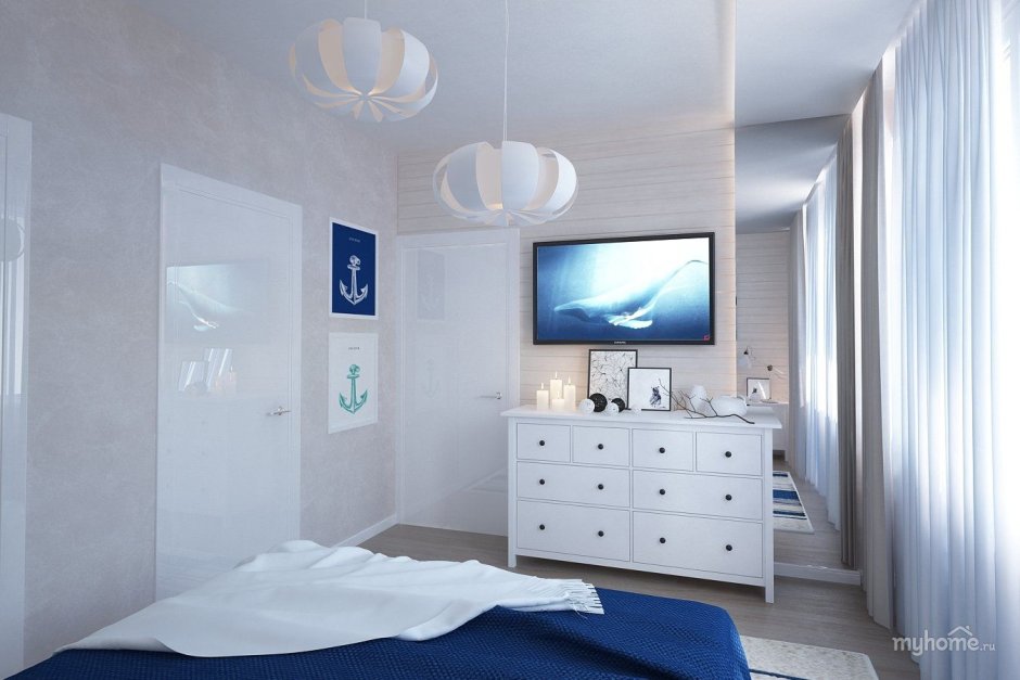 Современная спальня в морском стиле