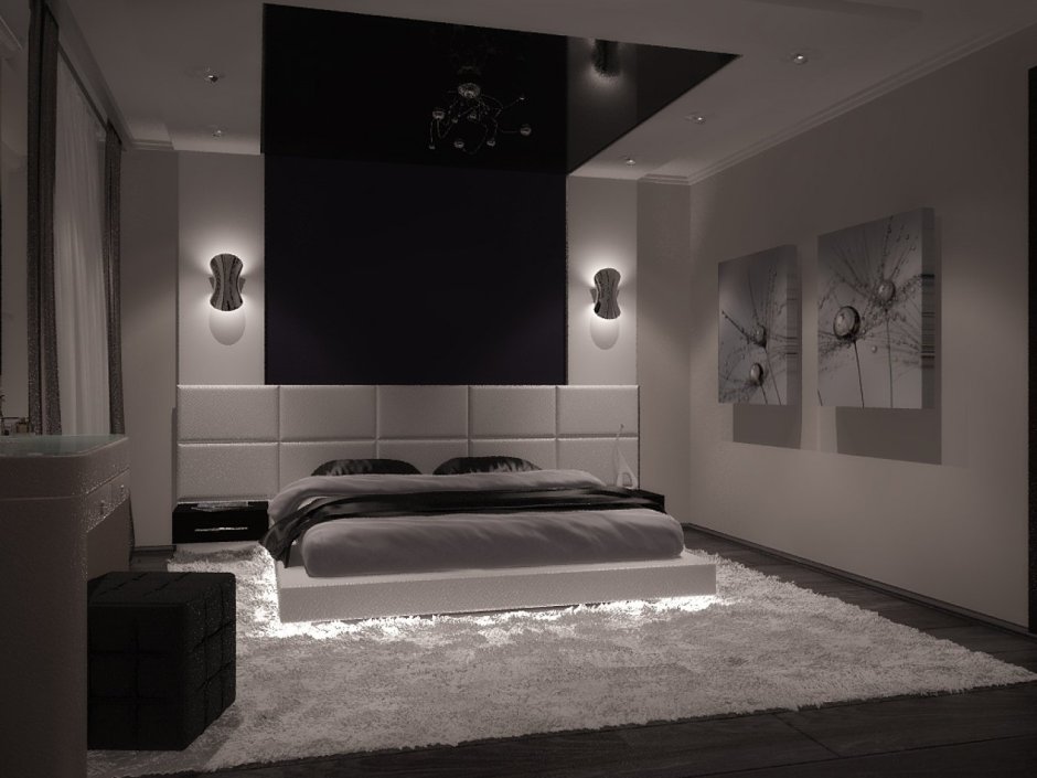 Спальня в бело черном стиле