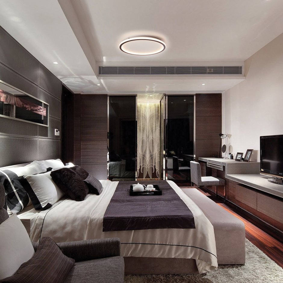 Красивая спальня современный стиль темная