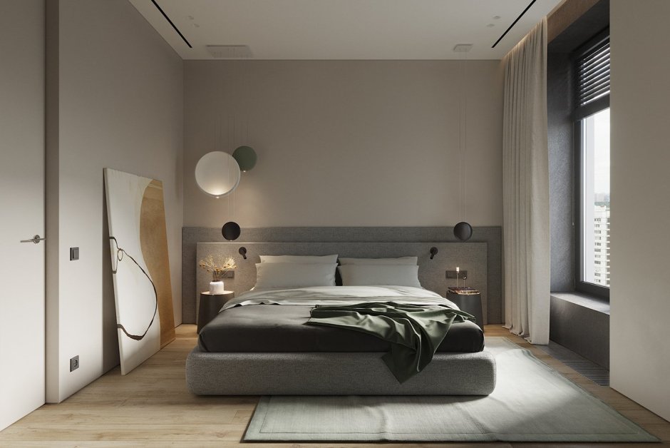 Асимметрия в спальне дизайн