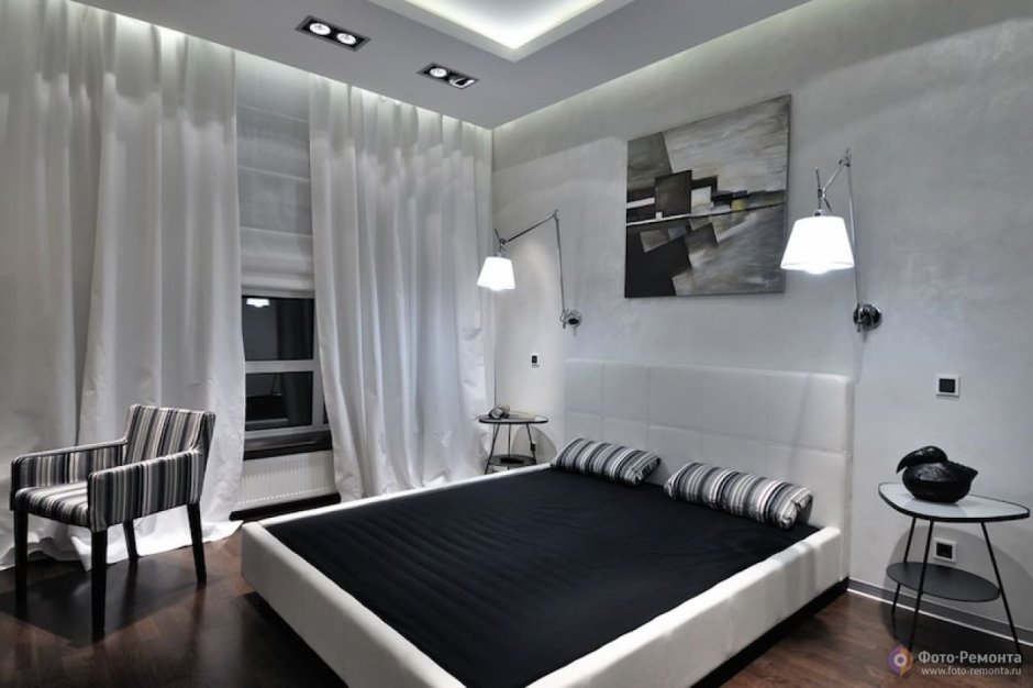 Комната в чёрном белом стиле в современном стиле