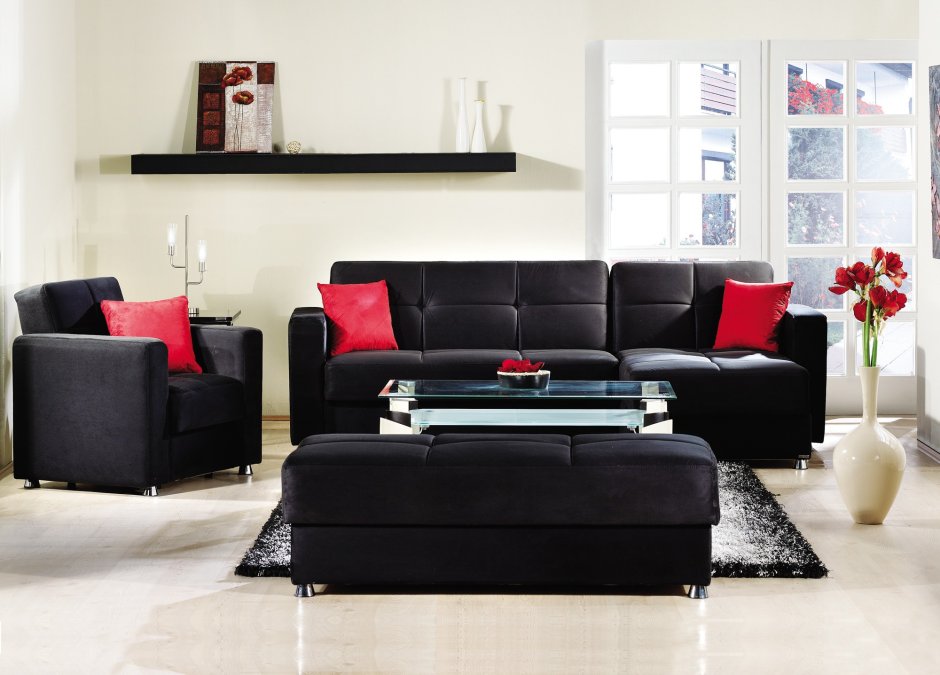 Черно красный диван