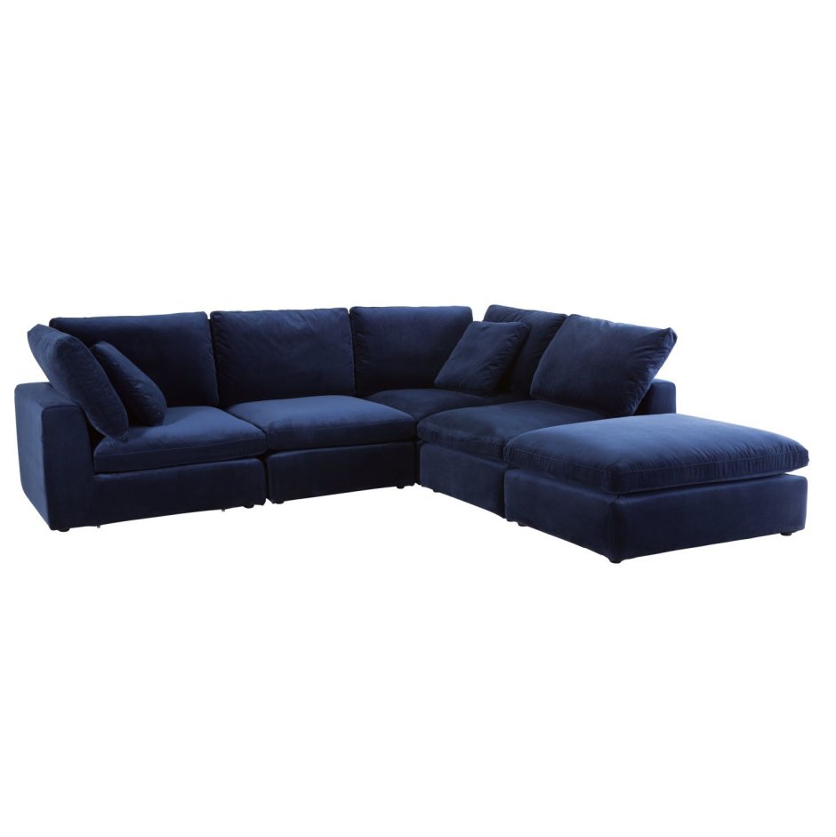 Угловой диван синего цвета