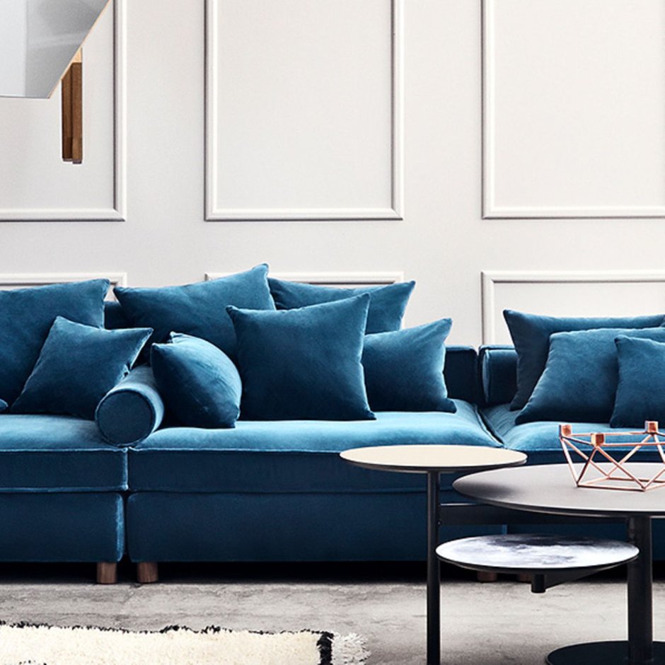 Синий модульный диван