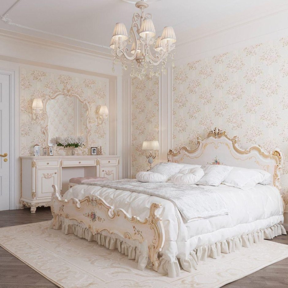 Спальня белая классика