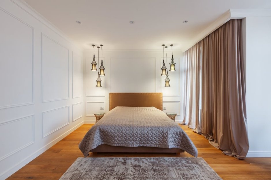 Интерьер спальни в стиле американской классики минималистичный