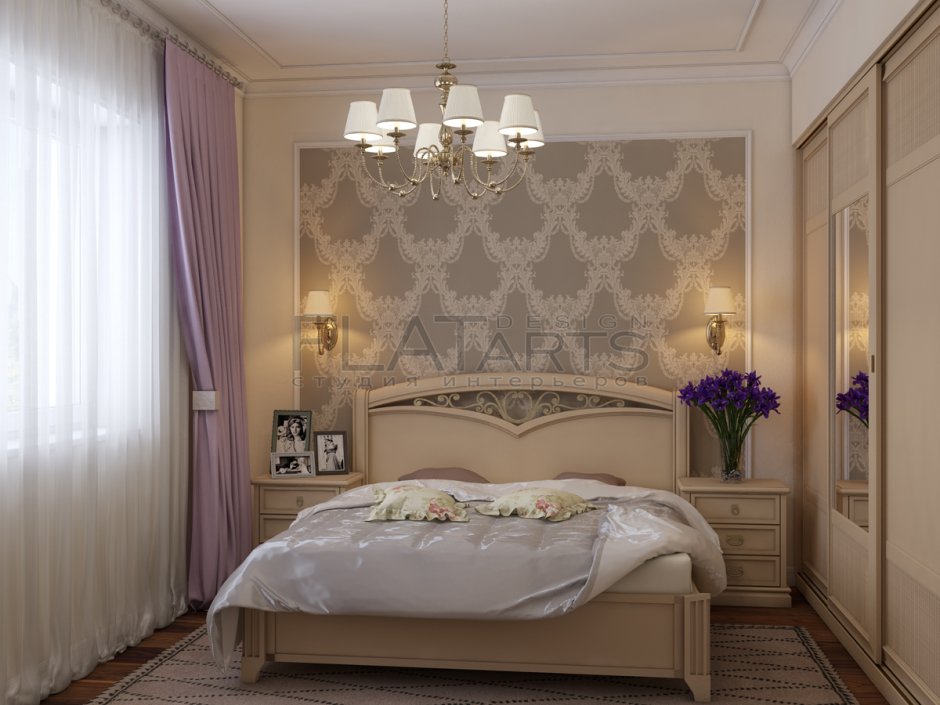 Спальня с балконом в классическом стиле
