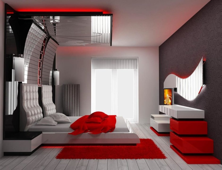 Спальня в стиле Модерн красный