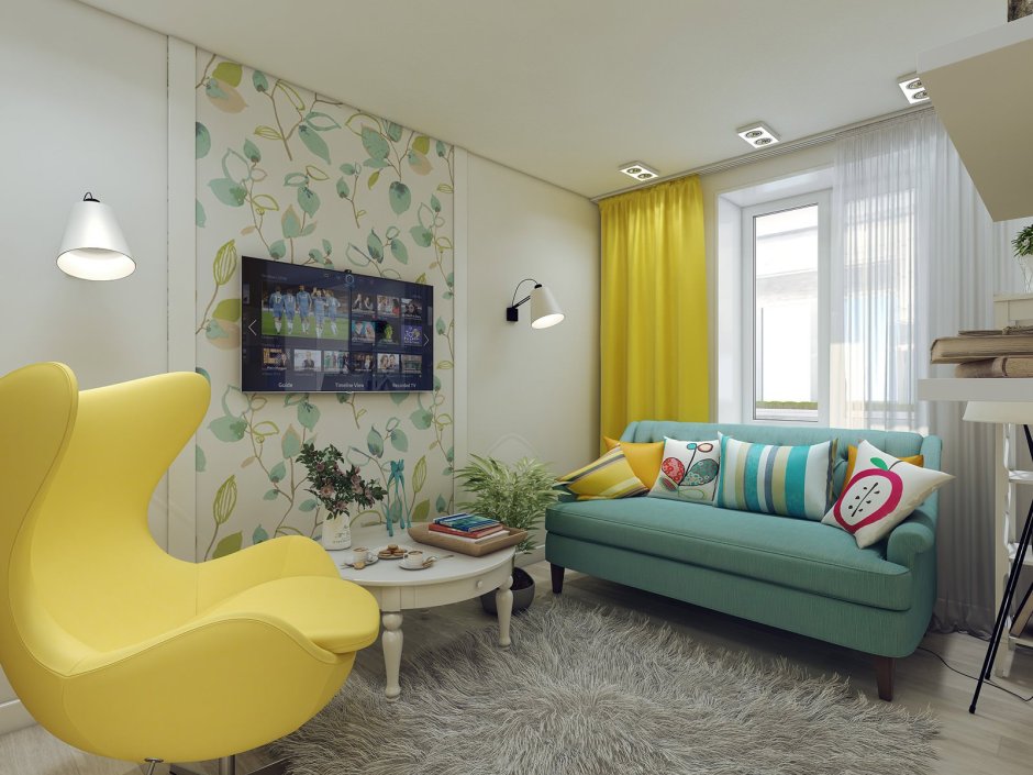 Желтый диван в интерьере детской