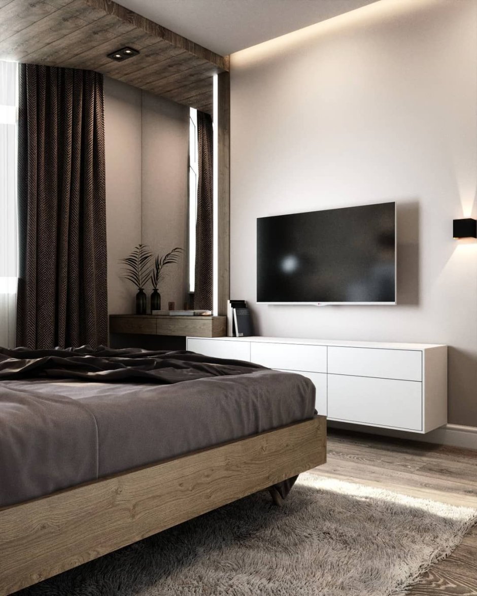 Телевизор в спальне стильные
